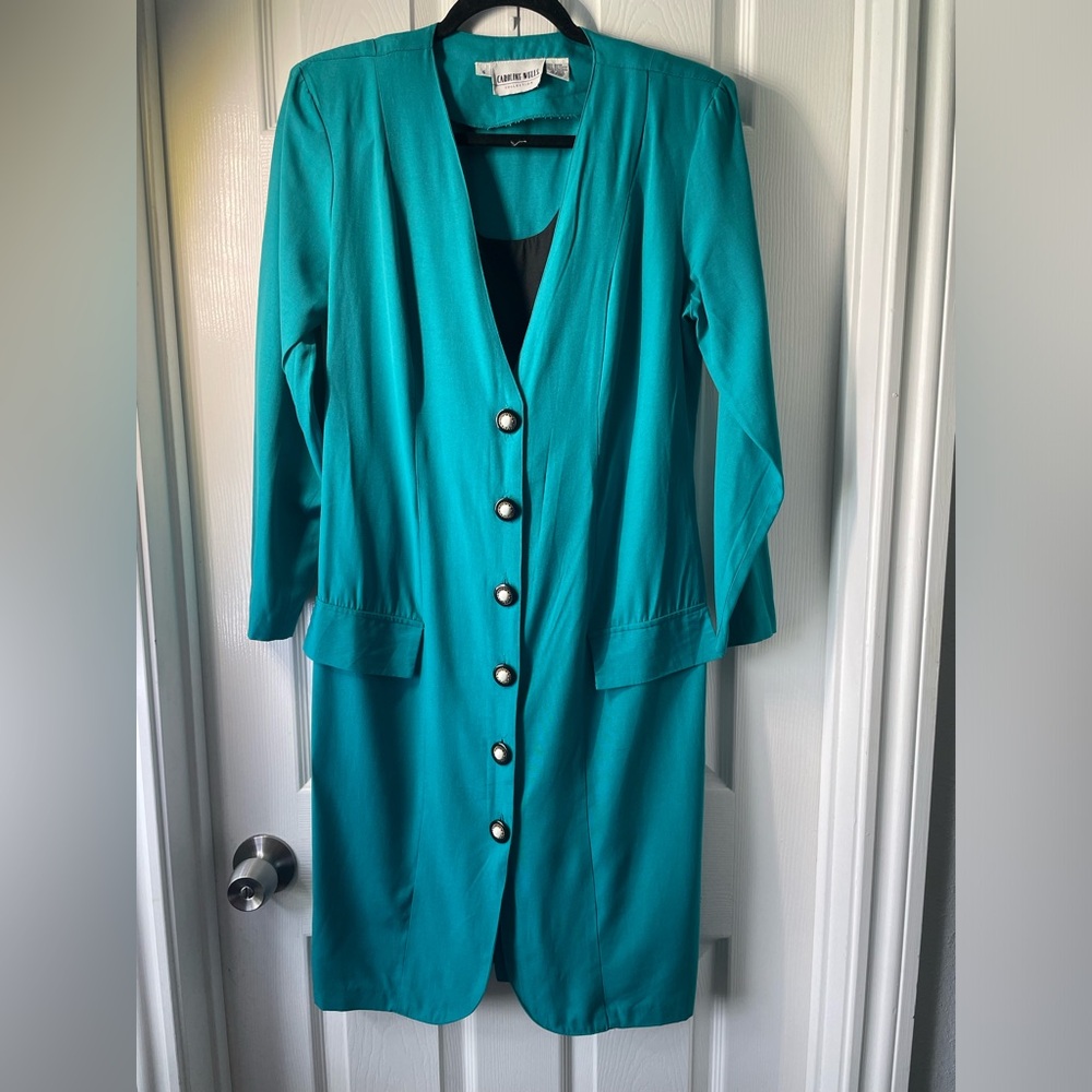 Elegant Teal Button-Down Dress